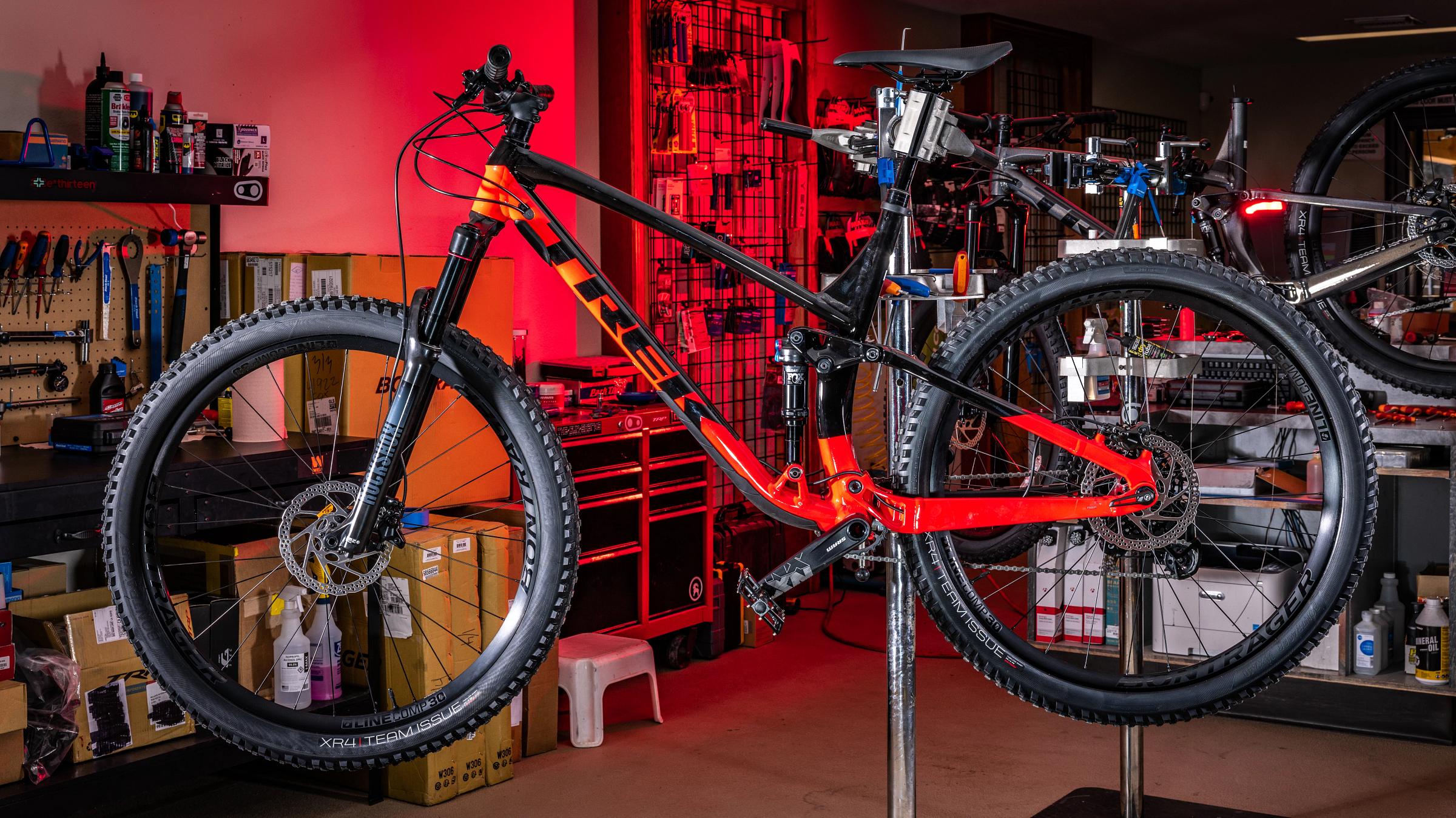 Blue and black trek bike