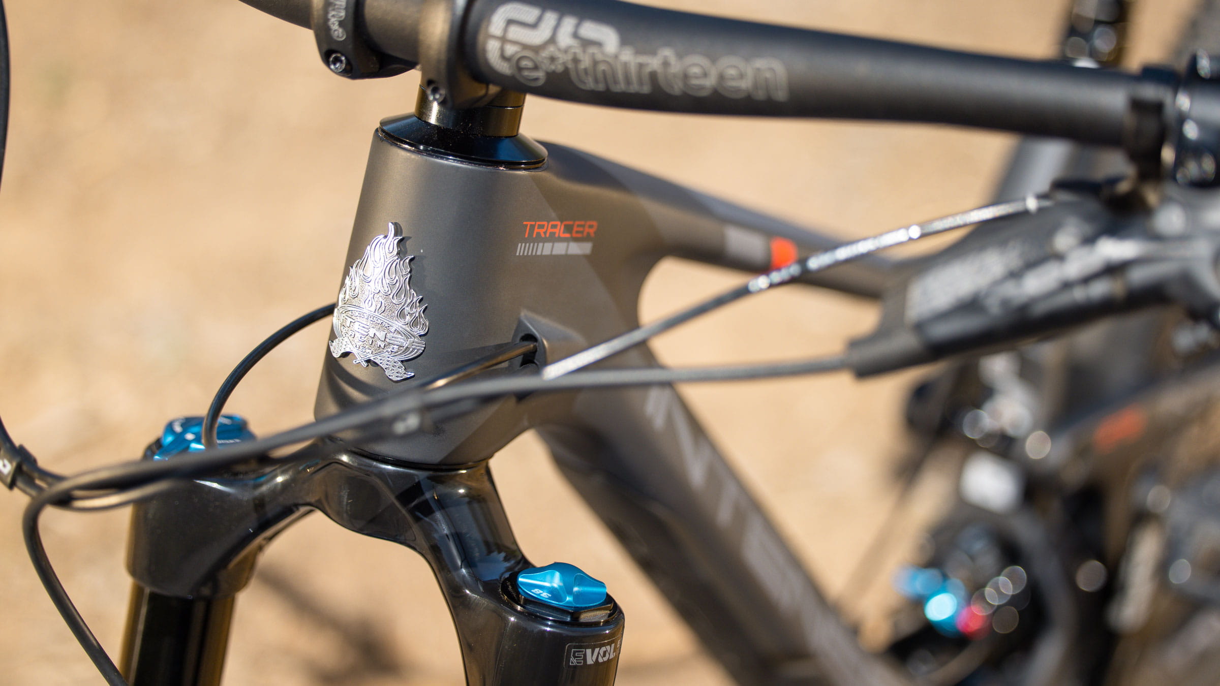 Close up of the front of the frame for a mountain bike