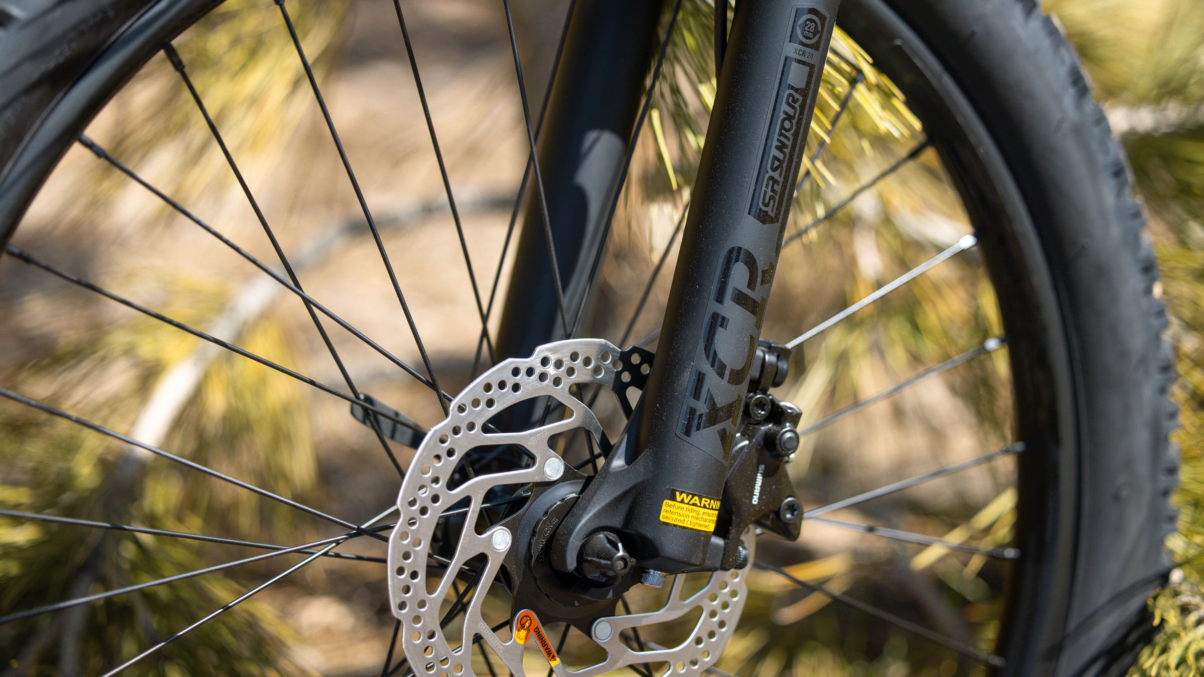 Close up of mountain bike wheel and chain