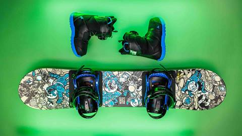 Child snowboard rentals with board, boots, bindings at Snow Summit