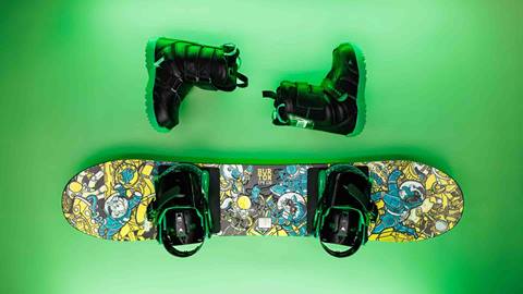 Child Burton snowboard rental package with board, boots, and bindings at Snow Summit