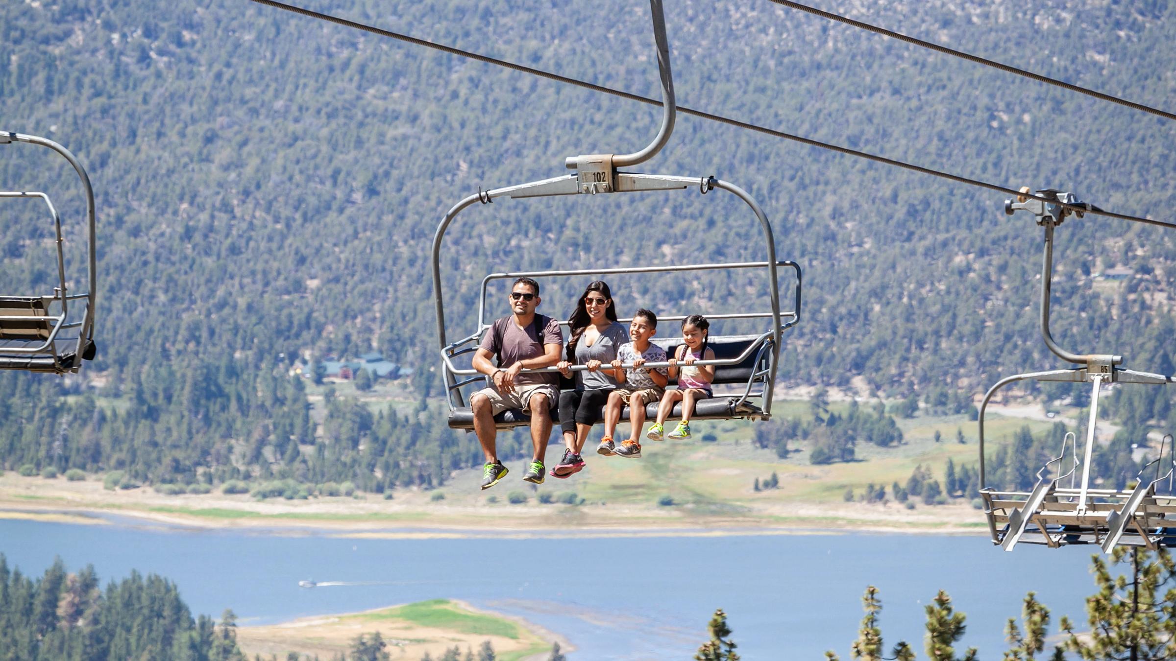 Family on the scenic sky chair