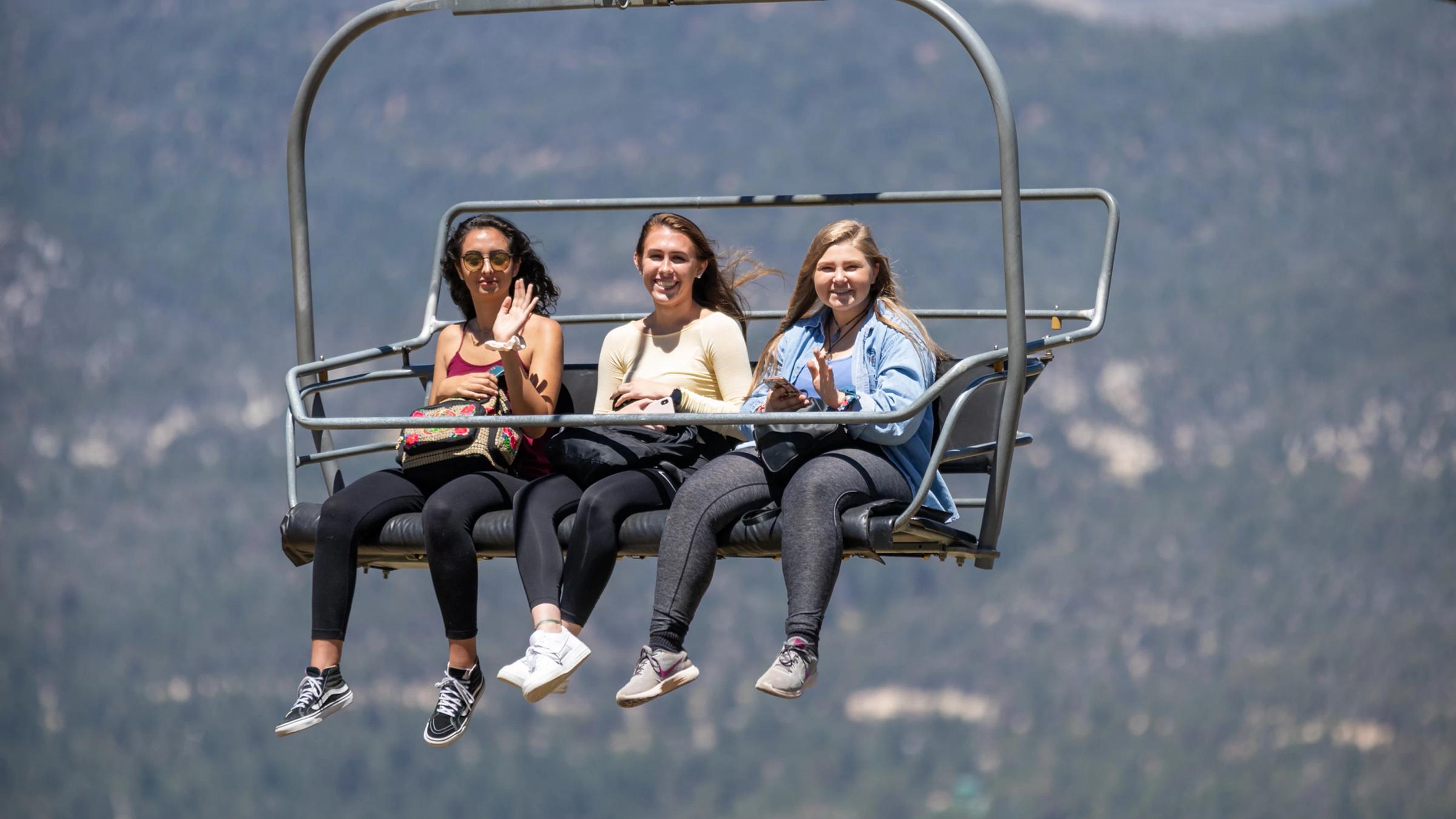 Three girls on the scenic sky chair