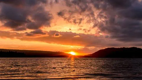 sunset over big bear lake in the summer