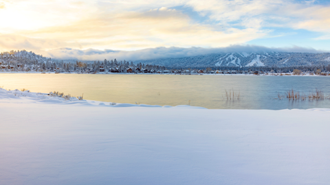 Snowy Big Bear Lake view of Big Bear Mountain Resort