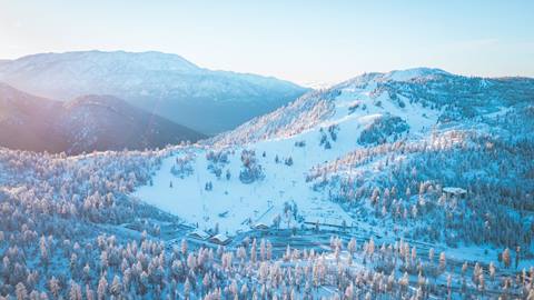 Drone image of Snow Valley after a snowfall