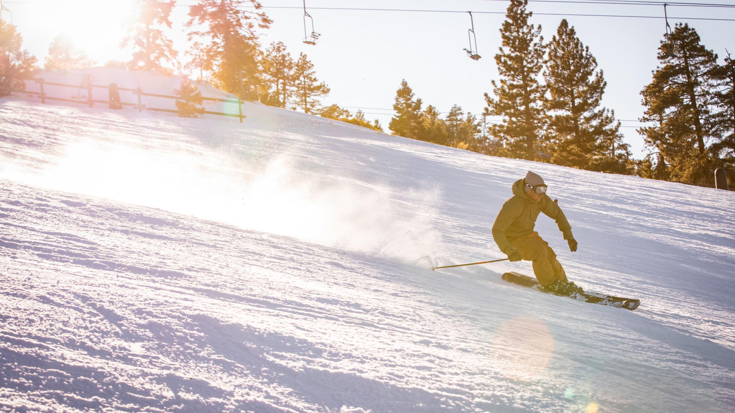 Skier shredding in fresh powder