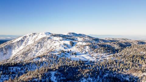 Drone shot of the winter morning glow at Snow Valley