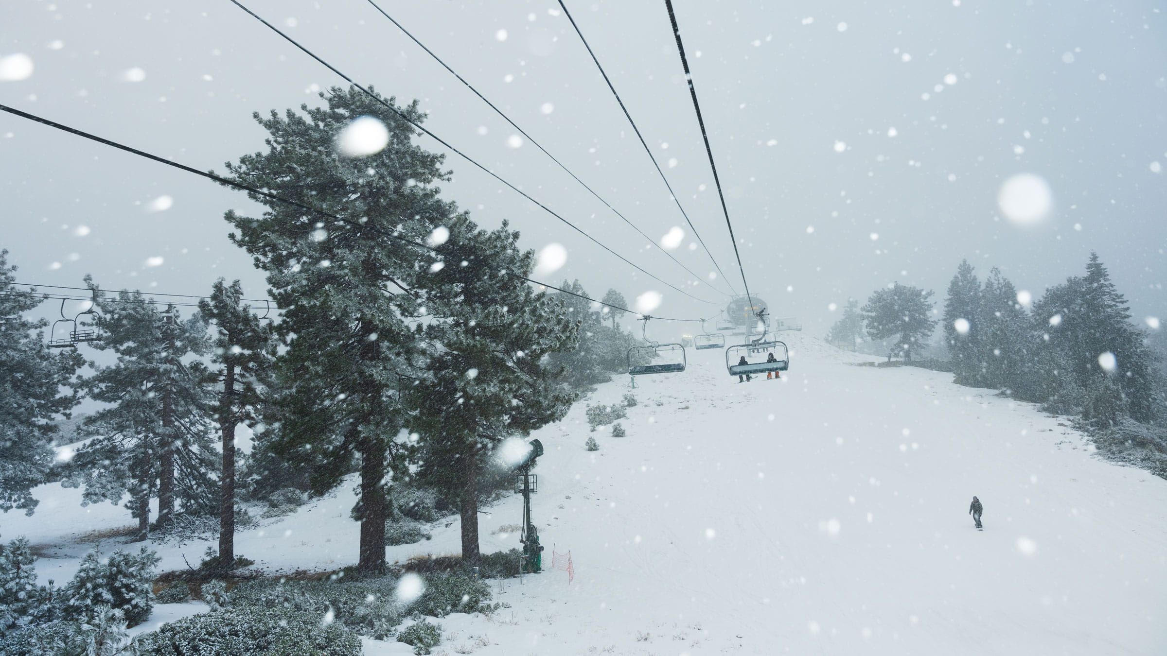 Snowy day shot from the chairlift at Snow Valley