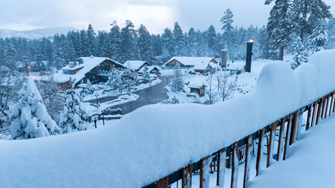 Snow Summit's base area after a night of snow