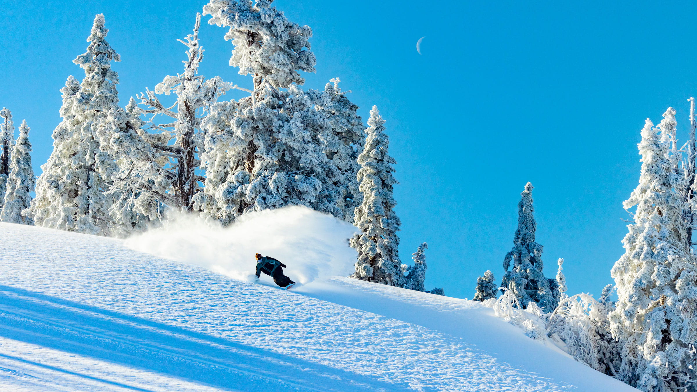 Bluebird day at BBMR during the winter months after a powerful snow storm