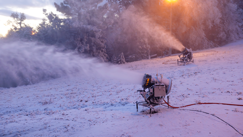 Snowmaking in the early morning at Snow Summit in the winter months