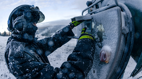 BBMR staff is working with the snowmaking machine on the snow