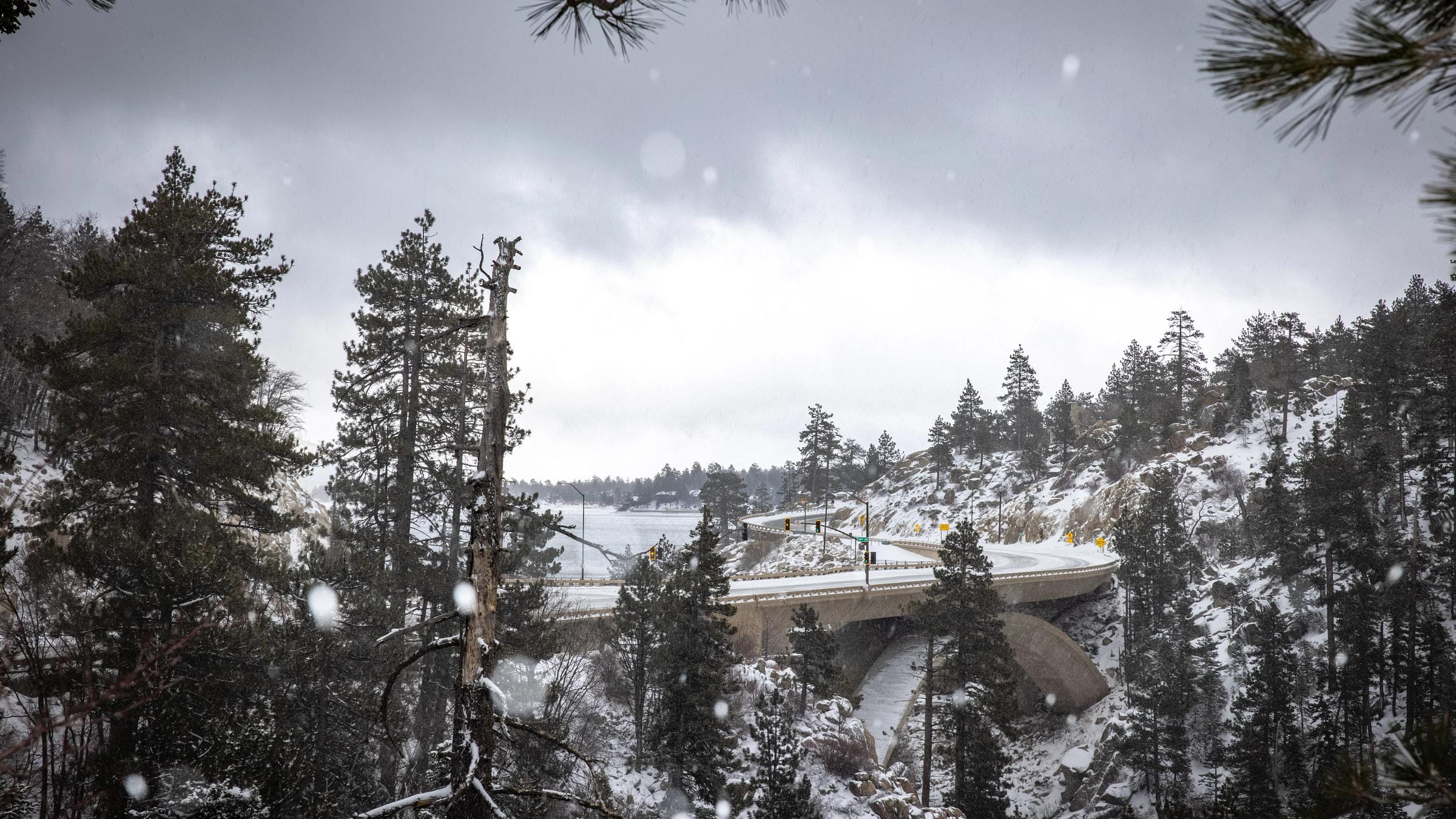 View of the dam bridge in big bear