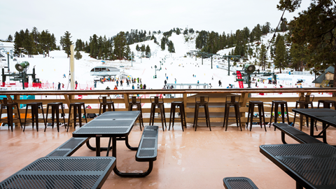 Snow Valley's sundeck from the upper level view