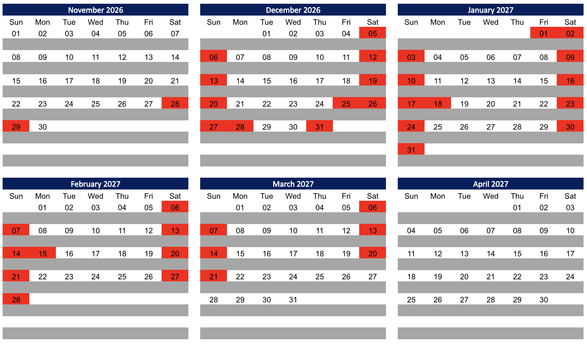 Team Bear freestyle team training schedule for the 26/27 winter season for Weekend Program