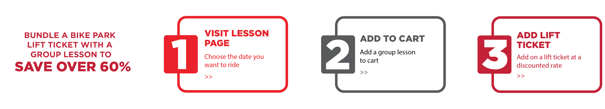 Bundle a bike park lift ticket with a group lesson to save over 60%